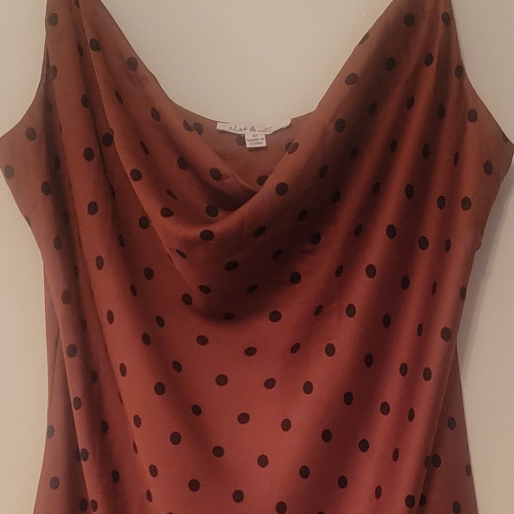 3X Retro Pinup 40's Copper Brown Vine and Love Dotted satiny Dress